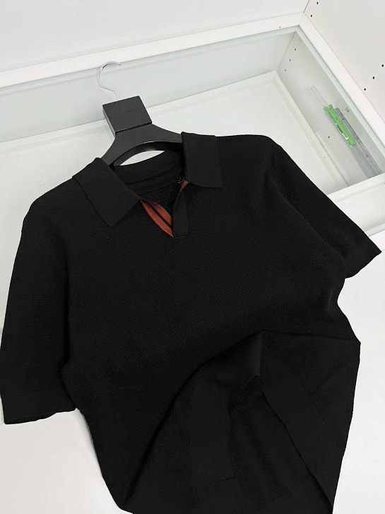 Мужское поло Zegna buttonless - Black