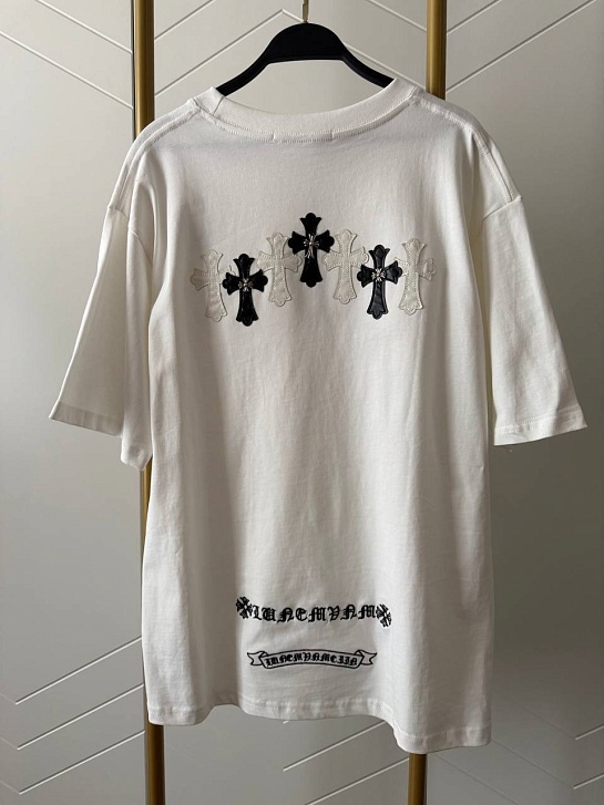 Женская оверсайз футболка белого цвета Chrome Hearts premium