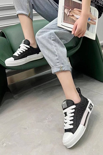Женские кроссовки Dior Oblique B23 low-top - Black   