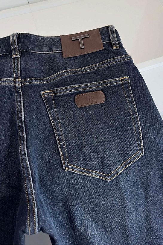 Мужские джинсы Tom Ford logo-patch - Navy