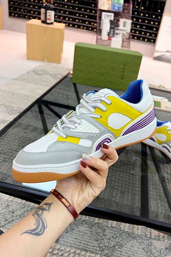 Мужские кожаные кроссовки Gucci   