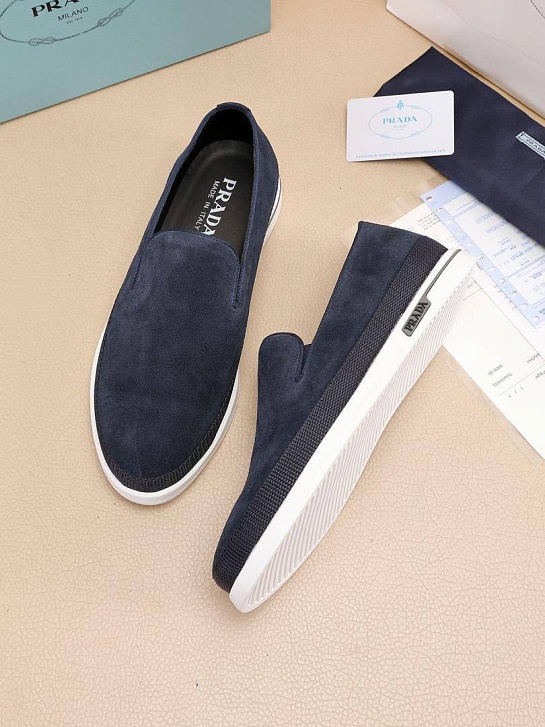 Мужские замшевые слипоны Prada Saint Tropez - Indigo