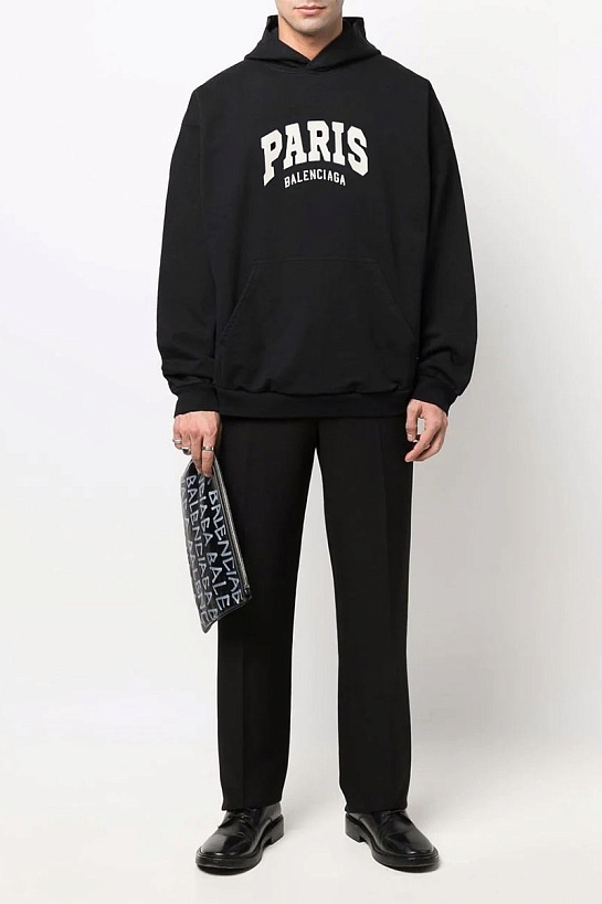 Худи чёрного цвета Balenciaga Paris logo-print