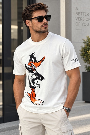Мужская белая футболка Iceberg x Looney Tunes   