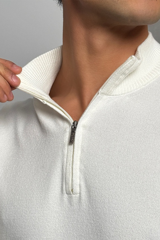 Белый джемпер Loro Piana Zip Neck