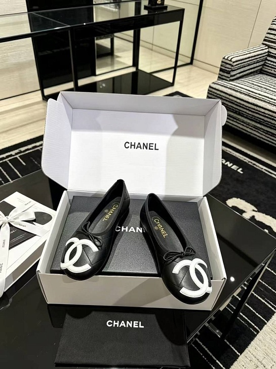 Женские кожаные балетки Chanel Ballerines premium