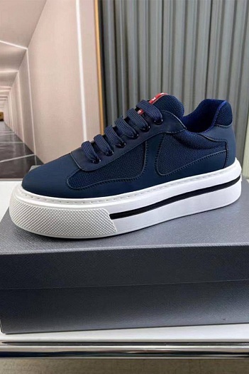 Комбинированные кроссовки Prada logo-stripe - Navy   