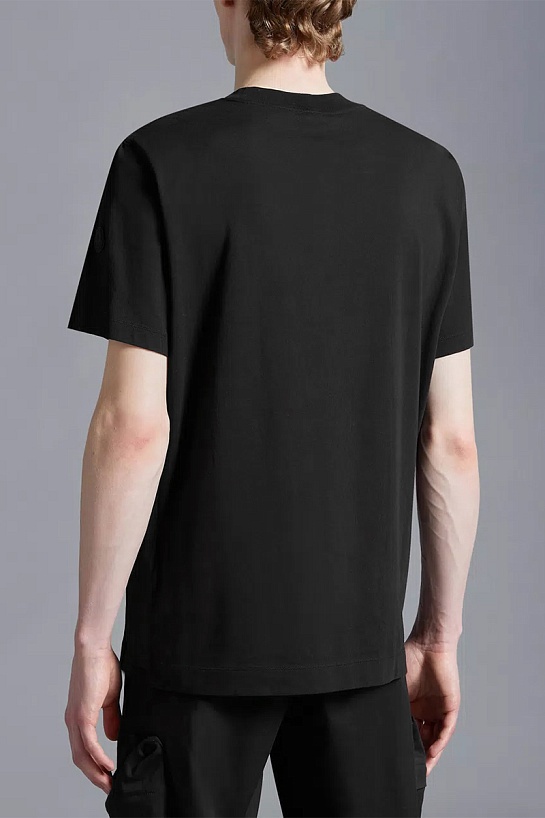 Мужская чёрная футболка Moncler logo-print