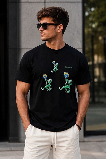 Чёрная оверсайз футболка Off-White "Alien Arrow"   