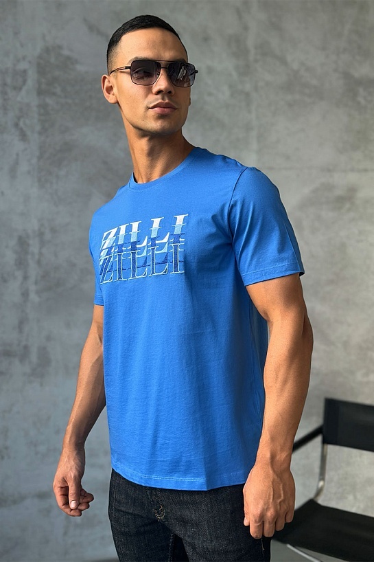 Мужская футболка Zilli синего цвета