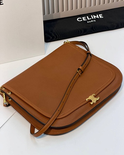 Кожаная сумка Celine Soft Triomphe Besace premium 34x25x13 см   