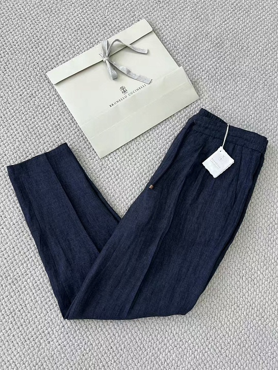 Льняные брюки Brunello Cucinelli Premium - Navy