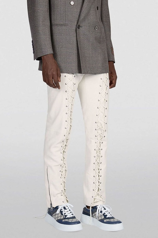 Мужские кожаные кроссовки Gucci - Grey / Blue