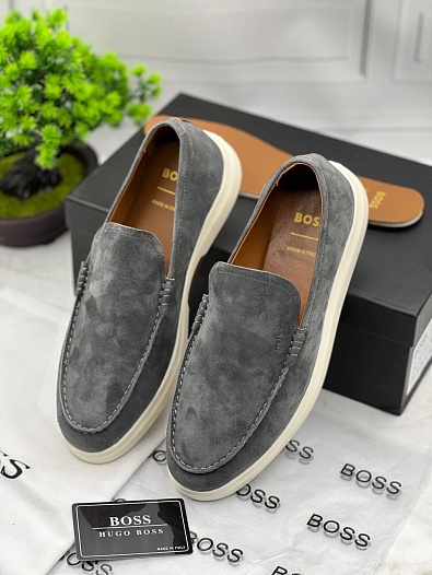 Мужские замшевые лоферы Hugo Boss Randy - Grey   
