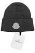 Мужская брендовая шапка Moncler тёмно-серого цвета