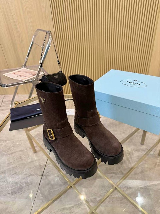 Женские замшевые сапоги Prada Suede premium