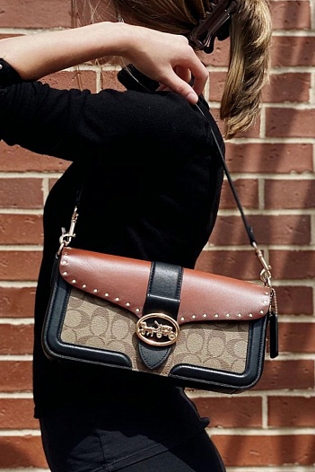 Женская кожаная сумка Coach Georgie 27x15 см   