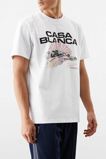 Белая оверсайз футболка Casablanca graphic-print   