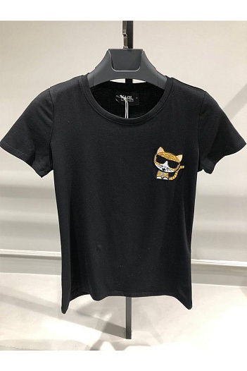 Женская брендовая футболка Karl Lagerfeld чёрного цвета   