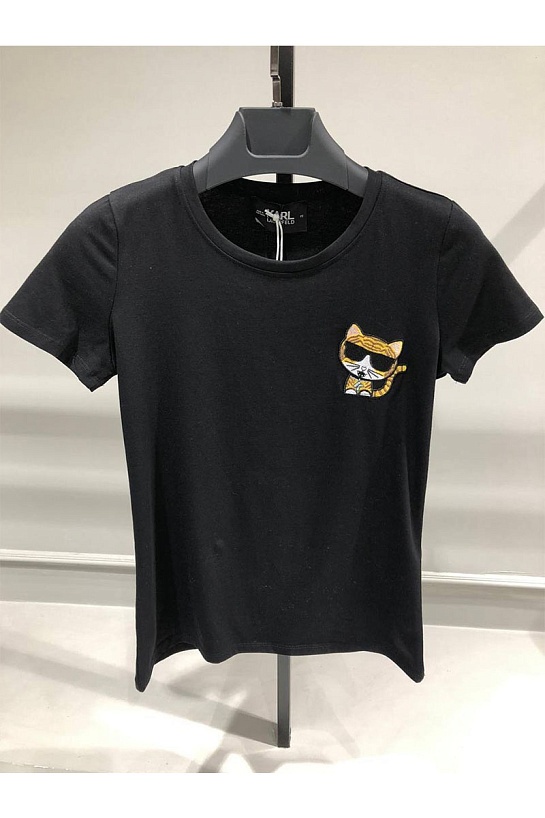 Женская брендовая футболка Karl Lagerfeld чёрного цвета