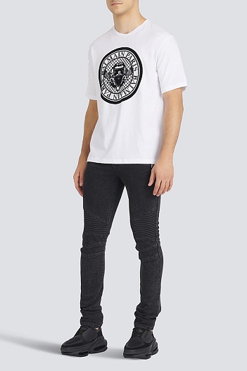 Белая оверсайз футболка Balmain Medallion logo-print   