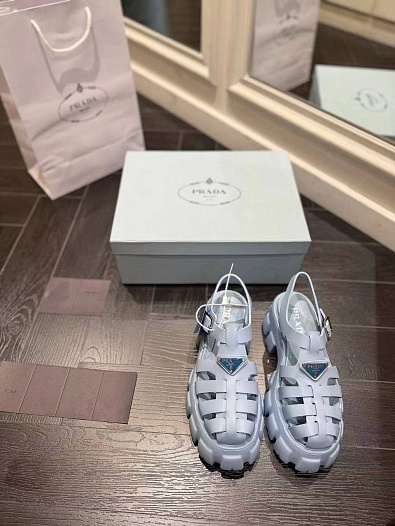 Женские кожаные сандалии Prada Monolith Fisherman - Blue   