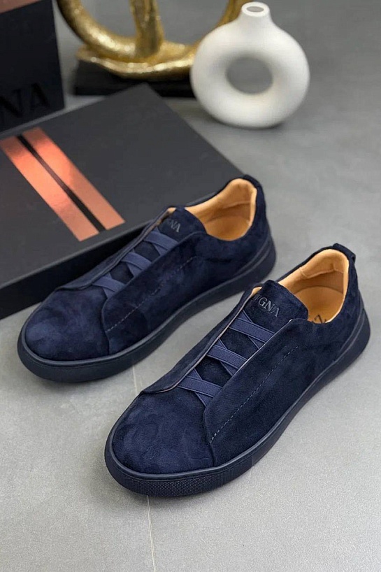 Замшевые кроссовки Zegna Triple Stitch