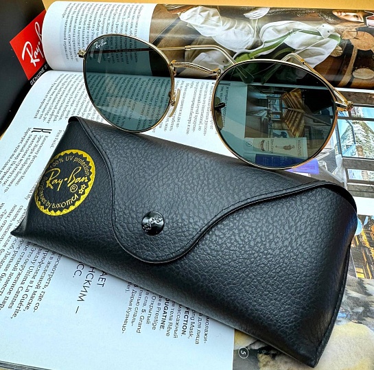 Солнцезащитные очки Ray-Ban Round Metal - Green / Gold
