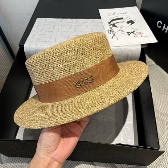 Соломенная шляпа канотье Gucci premium
