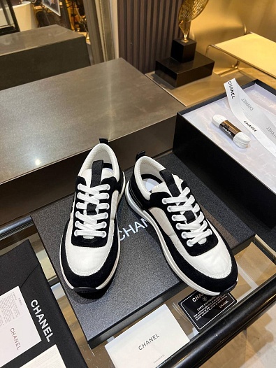 Женские кожаные кроссовки Chanel premium   