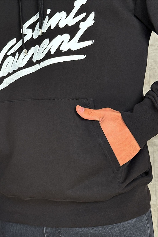 Чёрное худи Saint Laurent Paris logo-print