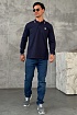 Тёмно-синее поло с длинным рукавом Moncler logo-patch