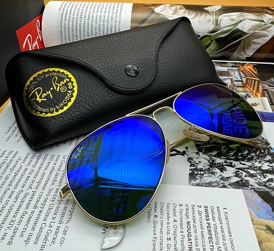 Солнцезащитные очки Ray-Ban Aviator Large Metal - Navy Mirrored