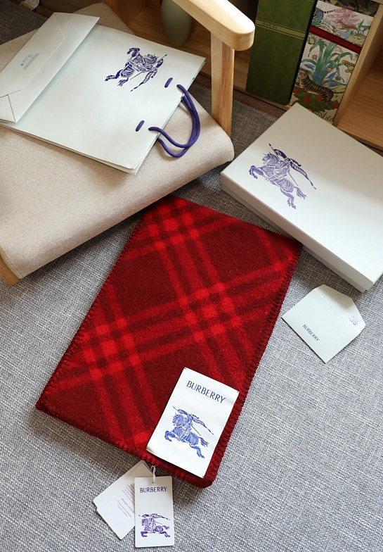 Шарф Burberry Check premium 182x30 см - Red