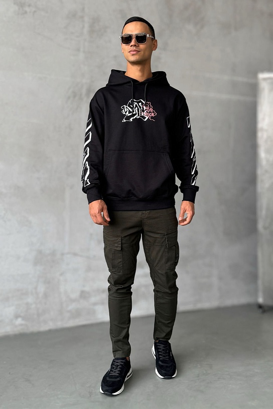 Мужское чёрное худи Off-White Graffiti Arrows Logo