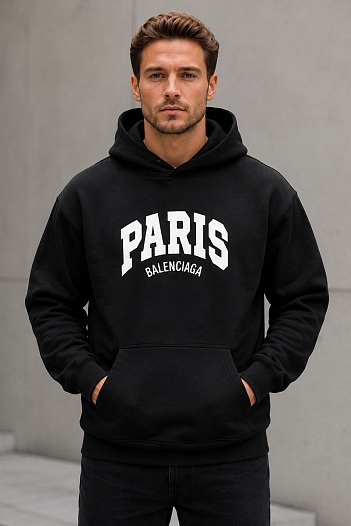 Худи чёрного цвета Balenciaga Paris logo-print   