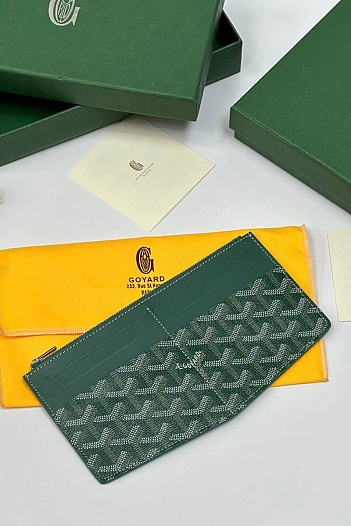 Кожаный кошелек Goyard Insert Louise Premium 21x11см - Green   
