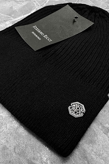 Шапка чёрного цвета Stefano Ricci logo-plaque   