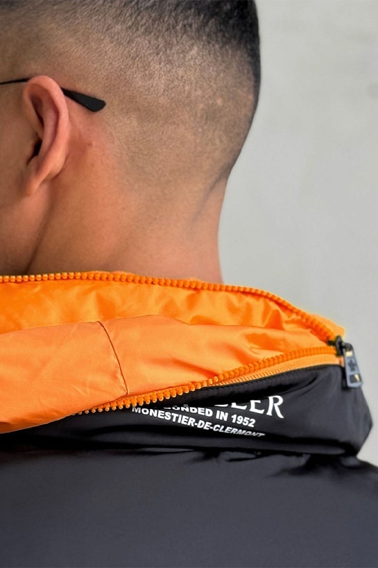 Утеплённая куртка Moncler Peuplier logo-patch - Orange / Black