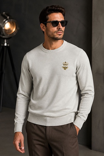 Серый джемпер Dolce&Gabbana bee crown embroidered   