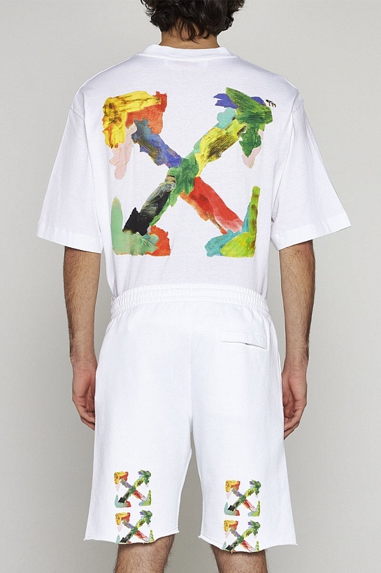 Белая оверсайз футболка Off-White Brush Arrow