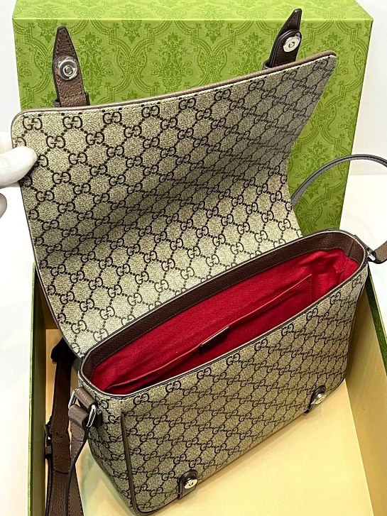 Кожаная сумка-мессенджер Gucci GG Premium 28x20x8 см - Beige