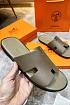 Кожаные шлёпанцы Hermes Izmir - Khaki