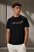 Мужская чёрная футболка Moncler colorful logo patch