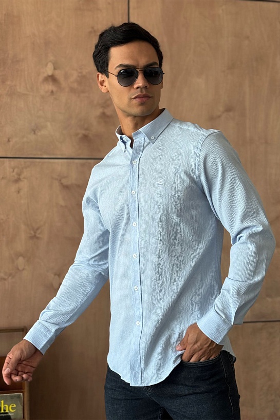 Мужская голубая рубашка Etro Pegasus logo