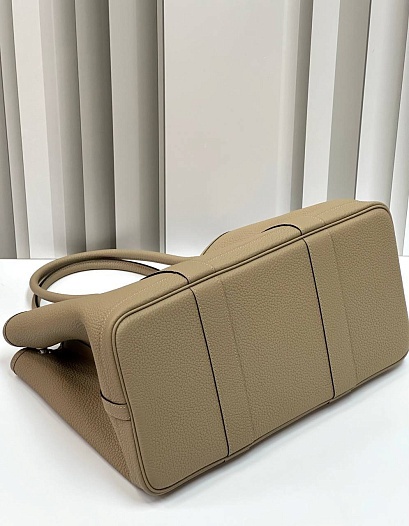 Женская кожаная сумка Hermes Garden Party Premium 36x26x17 см - Grey   