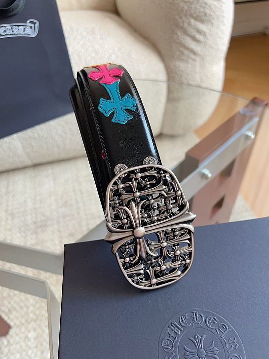Кожаный ремень Chrome Hearts Cross Patch Cemetery premium