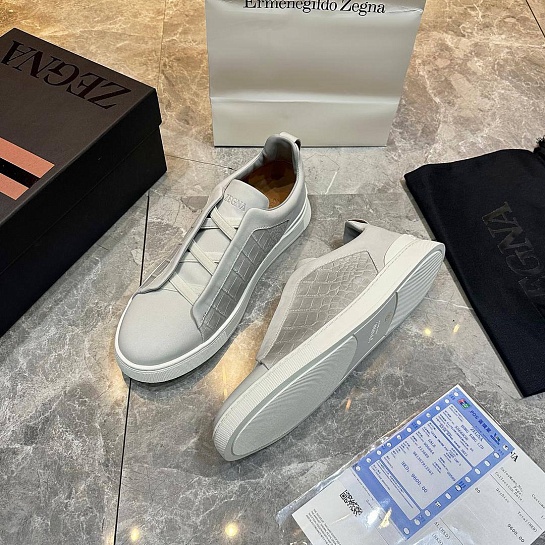 Мужские кроссовки Ermenegildo Zegna Triple Stitch Alligator - Grey