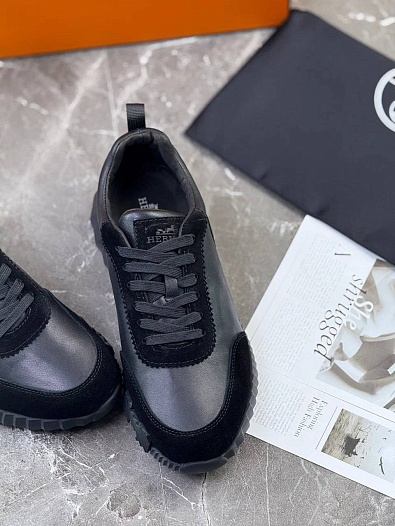 Комбинированные кроссовки Hermes Bouncing - Black   