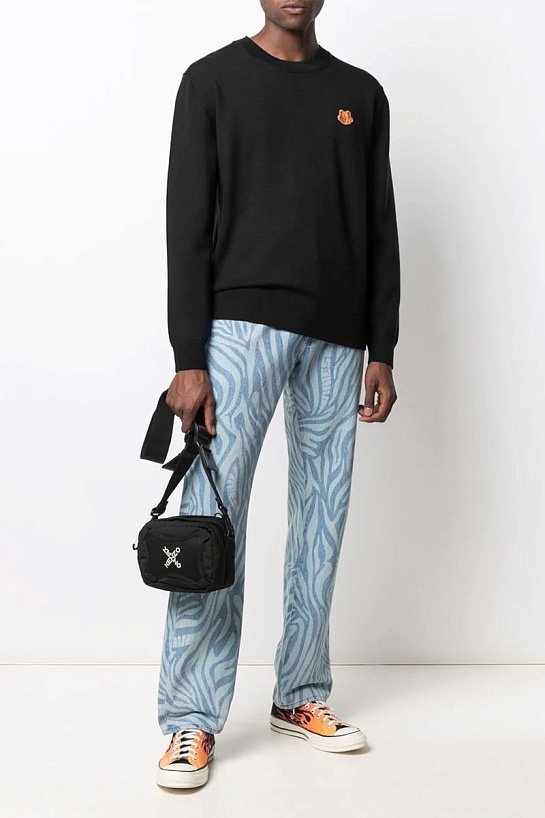 Мужской чёрный джемпер Kenzo Tiger logo-patch